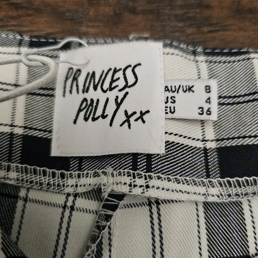 Princess Polly Euros Plaid Checkered Pants Womens Size 4 Straight Leg - Picture 7 of 8